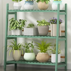 가팡 원목 화분 다층 선반 장식장 3단 700, 그린