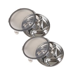 ALL POOM LoCK 不鏽鋼圓形5格分隔餐盤 2入+蓋子 2入, 混色, 1入