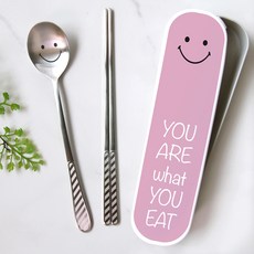 環保餐具盒, 粉色, 湯匙+筷子+餐具盒