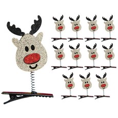 리빙다 집게머리핀 파티소품, 큐티루돌프, 12개