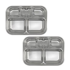 長方形5格分隔餐盤 2入, 單色