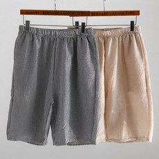 GLAM GONGGAM 情侶款涼感泡泡紗條紋睡褲五分褲2件組
