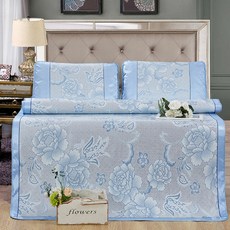 예은침구 인견 쿨링 매트리스 패드 + 베개 시트 세트, 블루