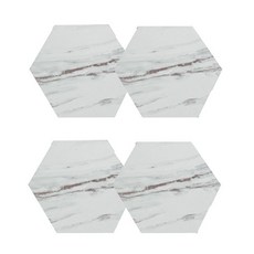 Block Mart 大理石紋路六角形杯墊 4入, 隨機出貨