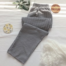 GLAM GONGGAM 情侶款舒適家居服泡泡紗小格紋九分睡褲