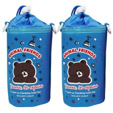 動物物語 保溫保冷肩背水瓶袋, 藍色, 2個