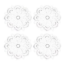 happytool 花朵編織杯墊 4入, 白色, 4個