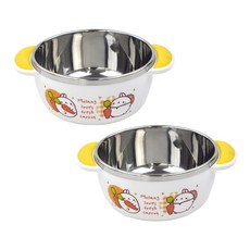 MOLANG 不鏽鋼雙耳防滑碗, 混色, 2件