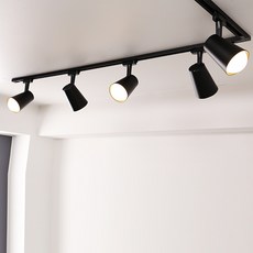 휴빛조명 그라시아 레일 5등 ㄱ자형 세트, 블랙