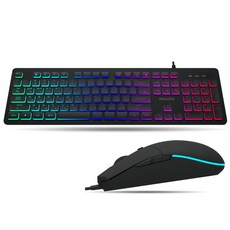 PHILIPS 飛利浦 有線遊戲鍵盤 G264 + 鼠標 SPT8264 套組, 鍵盤(G264)+滑鼠(SPT8264), 混色, 一般型