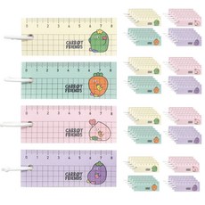 Pinkfoot Pink 尺子便箋紙 4 件套, 粉色、紫色、薄荷色、象牙色, 20套