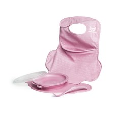 히어로빌리티 에코 플레이스매트 유아식기 4종 세트, Pink, 턱받이 커넥트, 에코 플레이스매트, 에코 베이비 플레이트, 에코 피딩 스푼