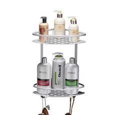 鋁製浴室層架 角落型 2層, 單色, 1套