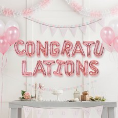 joyparty 字母鋁箔氣球組 CONGRATULATIONS, 1套, 玫瑰金