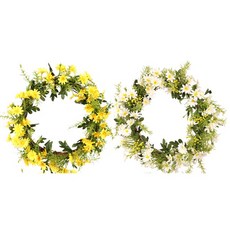 Block Mart人造花小雛菊圓形壁掛吊飾 2入, 隨機發貨