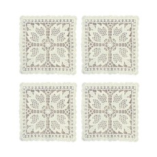 happytool 方形編織杯墊 4入, 象牙白, 4個