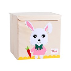 I Love Home 動物印花布藝摺疊凳, 白色兔子, 1個