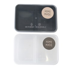 PP耐熱容器 2格 透明 20入+黑色 20入+手作貼紙 2種*20入, 1套