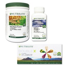 NUTRILITE 紐崔萊 Double X 綜合礦物質補充錠+植物蛋白粉+鮭魚Omega-3魚油, 704.51g, 1組