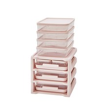 cimelax 抽屜式保鮮盒收納架 粉紅色+托盤 3入+冰箱保鮮盒 L號 4入+M號 4入+S號 4入, 1套