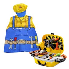 스쿨버스 공구놀이 박스 + 역할놀이 기술자 의상 + 모자 세트, 혼합색상, 1개