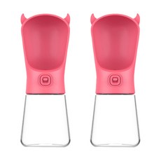블럭마트 드라큘라 휴대용 강아지물병 350ml, 핑크, 2개