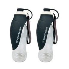 寵物外出專用水瓶 580ml, 黑色的, 2個