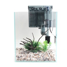 LEECOM All Diamant 25高立方玻璃蓋魚缸 + 人造裝飾套組, 混色, 1個