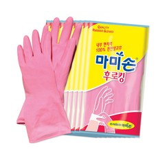 Mamison 其中鉤棉塗層橡膠手套，M 30 x 20cm, Pink, M, 10組