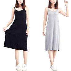 더시럽 찰랑 모달 끈나시 루즈핏 통기성 플레어 롱 원피스 2p