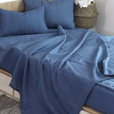 素色泡泡紗涼被, 純牛仔布