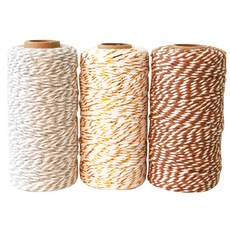 Donna&deco Rio 麻繩包裝繩 9號 3件組, 銀色, 白金色, 深棕色, 90m