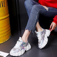 JH컴퍼니 여성 홀로그램 키높이 어글리 슈즈