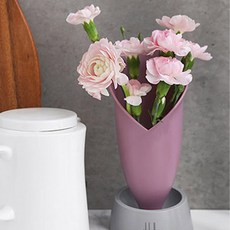 粉彩葉子瀝水衛生餐具筒, 深粉紅色, 1個