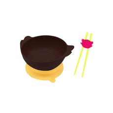 유이앤루이 코코넛 흡착 엔젤볼 + 키즈 EQ 젓가락 세트, 코코브라운, 엔젤볼 + 흡착판 + 젓가락 + 실리콘 교정기, 1개