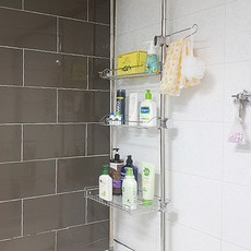 ENEX 立柱式浴室3層置物架, 1個, 單色