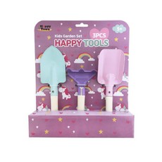 Happy Tools 兒童花園 移植鏟 + 鏟子 + 耙子 沙灘玩具, 混合顏色