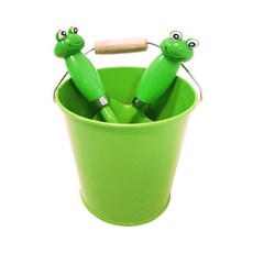 Happy Tools 卡通水桶 + 移植鏟 + 耙子 沙灘玩具, 青蛙, 1個