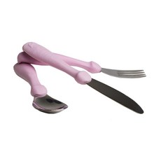 히어로빌리티 토들러용 에코 스푼 + 포크, Pink, 1세트