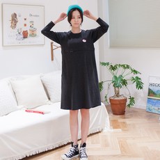 Mar 孕婦連帽印花長袖連身裙