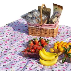 圖案防水野餐墊 + 收納袋, 小紅鶴