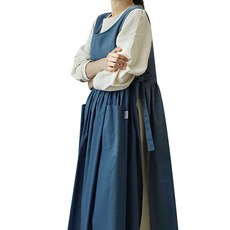 Hansday 韓國製造 長版寬鬆連身裙式圍裙, 皇家藍, 1個