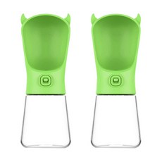 블럭마트 드라큘라 휴대용 반려동물 물병 350ml, 그린, 2개