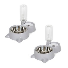 Block Mart自動澆水寵物餐具2p, 灰色的