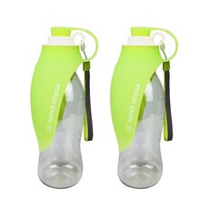 Super Pets Block Mart 簡單便攜寵物水壺 580ml, 綠色, 2個