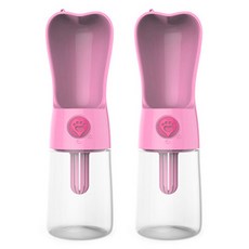 블럭마트 간편 휴대용 반려동물 물병 250ml, 핑크, 2개