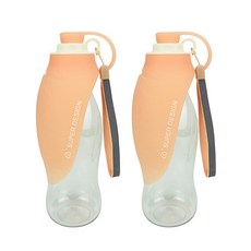 Super Pets Block Mart 簡單便攜寵物水壺 580ml, 橘子, 2個