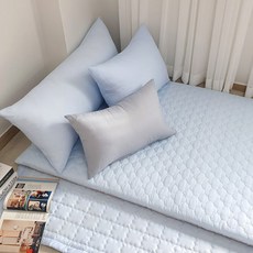 日常基本款素色絎縫睡墊套, Baby blue