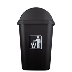 室內用纖薄垃圾桶 45L, 黑色, 1個