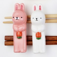 兔子筷架 6 x 1.8 x 1.5 cm, 白色, 粉紅色, 2個